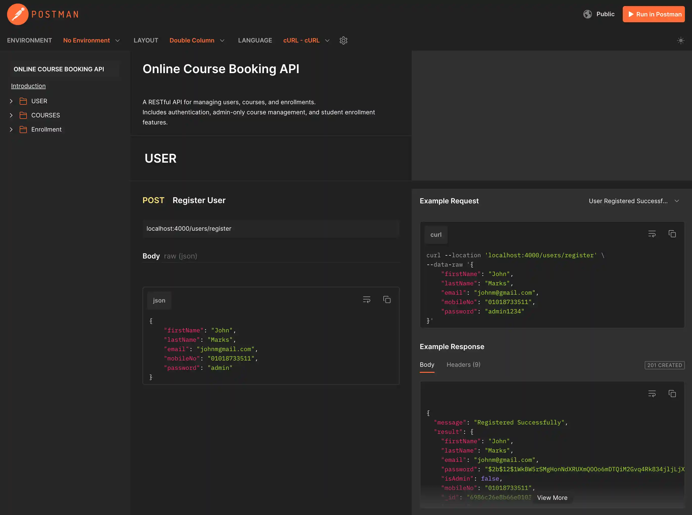 Course Booking API Documentation Thumbnail